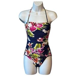 Tommy Bahama Relax One-Piece Multi-Color Tropical Halter Swimsuit Size 4